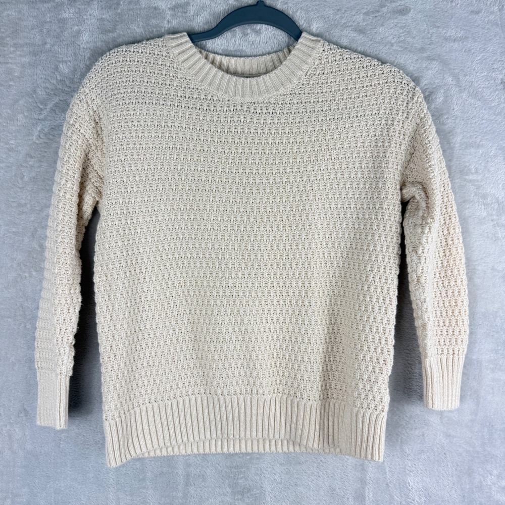 Old Navy knit Sweater Women XS Petite 3/4 sleeve academia cream preppy fisherman